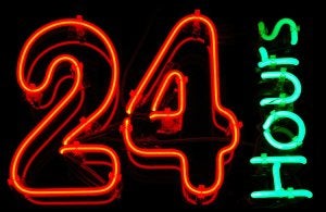 24 Hours Neon Sign